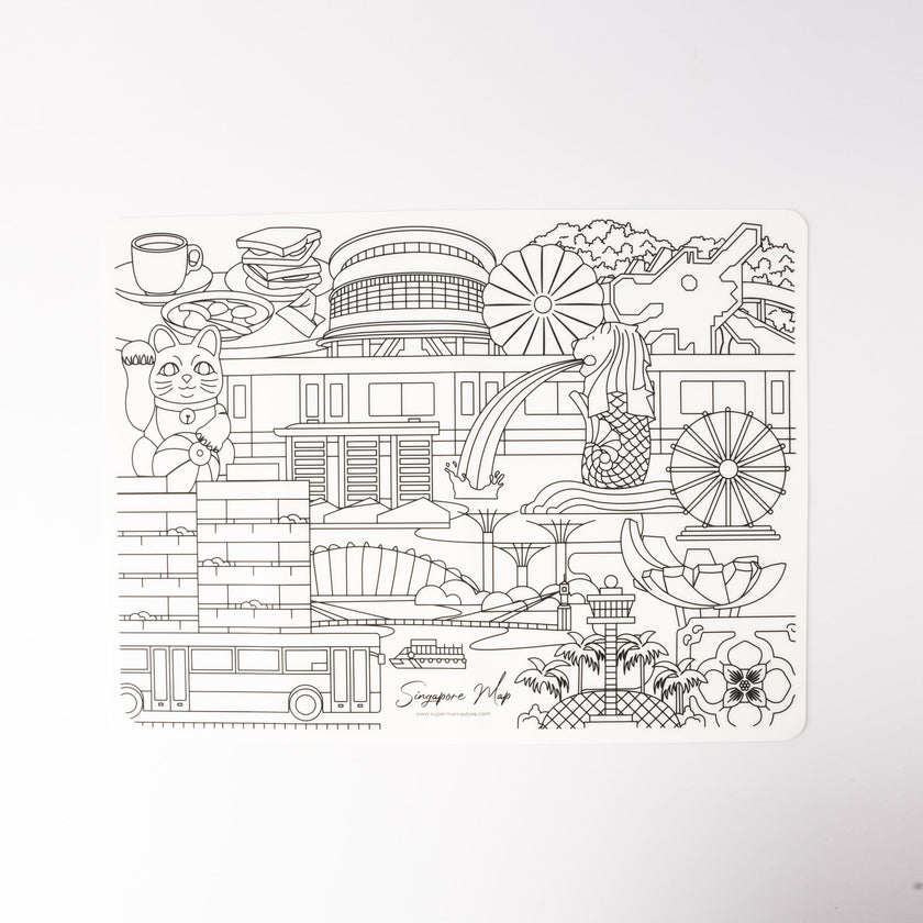 Mappa di Singapore - Tovaglietta da colorare in silicone