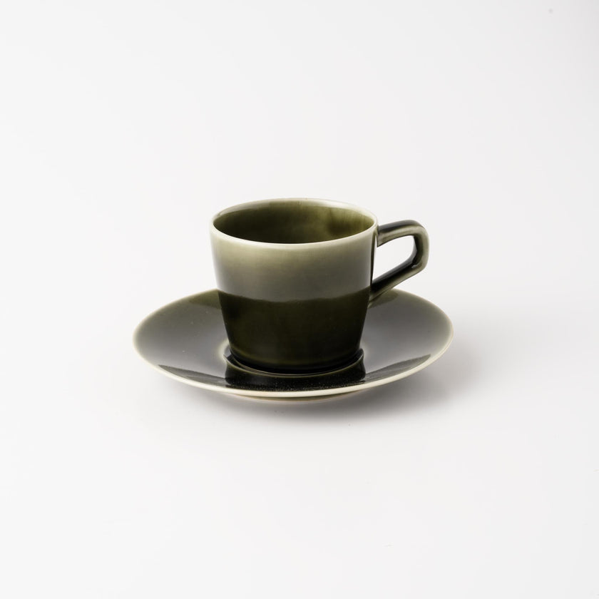Tazza e piattino OVALI (oliva)