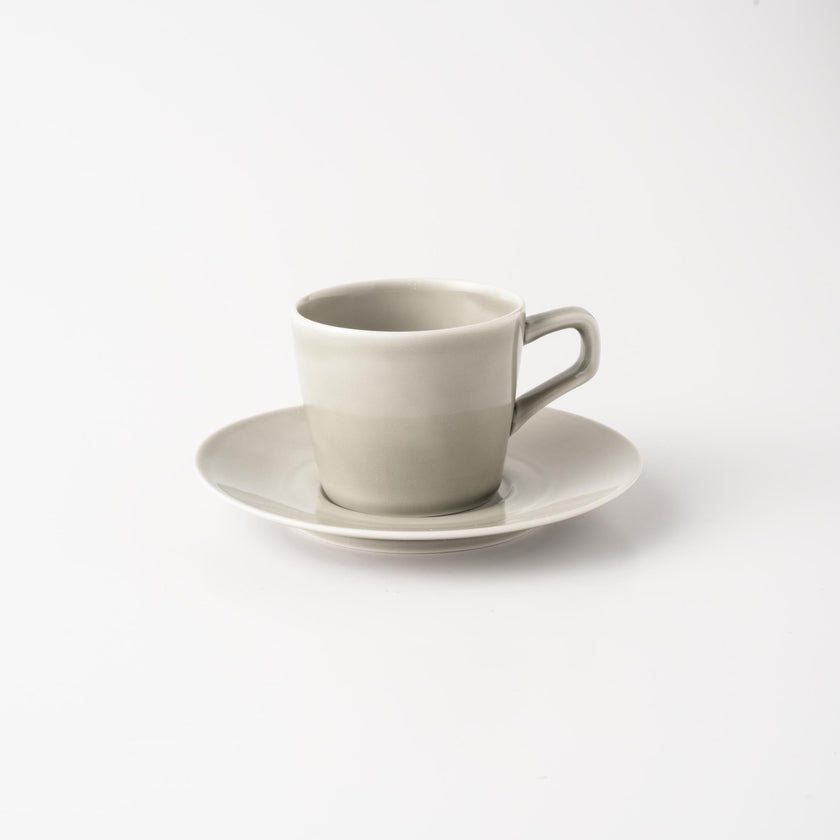 Tazza e piattino OVALI (grigio)